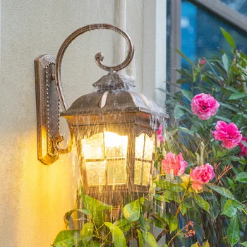 Europos retro Stiliaus lauko sienos lemputė e27 sconce lempos vandeniui sodo puošmena lauko derliaus veranda lempos Juoda Bronza