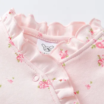 Kūdikių mergaičių drabužių pavasario naujagimiai, gėlių mergaičių jumpsuit medvilnės kūdikiams bebes vientisas romper naujas gimęs raukiniai princesė drabužiai