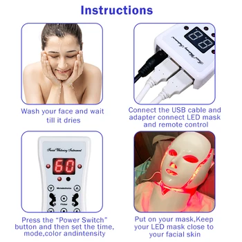 7 Spalvų Šviesos diodų (LED) Veido Kaukė Su Kaklo Odos Atjauninimas, Veido Priežiūra, Gydymas, Grožio Anti Acne Gydymas Balinimo Priemonė