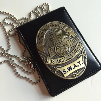 SWAT Jungtinės amerikos valstijos Policininkai ID Kortelės Turėtojas Oda Kolekcija Matal Ženklelis LAPD Helovinas Fancy Piniginės Rankinėje Dokumentą, Aplanką