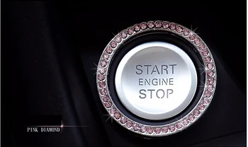 Universalus Auto Variklis, Start Stop deimanto žiedas raktams prabangūs krištolo starteris žiedas spynelės apdaila lipdukas daugumai automobilių