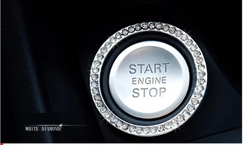 Universalus Auto Variklis, Start Stop deimanto žiedas raktams prabangūs krištolo starteris žiedas spynelės apdaila lipdukas daugumai automobilių