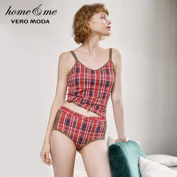 Vero Moda Moterų Medvilnės Pledas Nėrinių Camisole & Kelnės Homewear Pižama Rinkiniai | 3194TS504