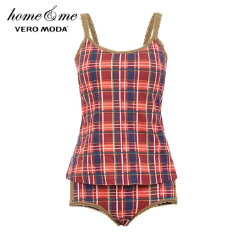 Vero Moda Moterų Medvilnės Pledas Nėrinių Camisole & Kelnės Homewear Pižama Rinkiniai | 3194TS504
