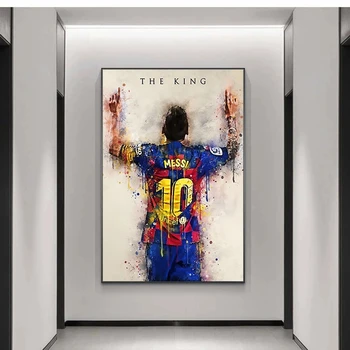 Abstrakti Futbolo Žvaigždė Karalius Messi Grafiti Meno Tapybos Drobės Plakatų Spausdinimo Sienos Meno Kambarį Namų Dekoro (be Rėmelio)