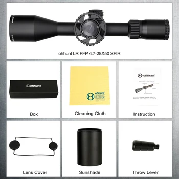 Ohhunt LR FFP 4.7-28X50 SFIR Riflescope Stiklo Išgraviruotas Tinklelis Pusėje Paralaksas Taktinis Optinį Taikiklį Bokštelis iš Naujo Lock taikymo Sritis
