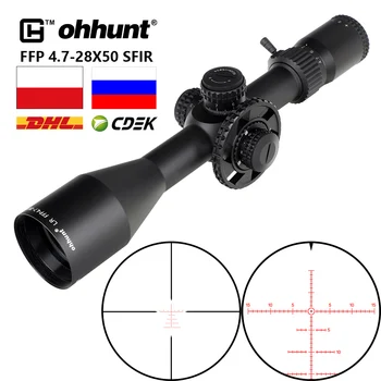 Ohhunt LR FFP 4.7-28X50 SFIR Riflescope Stiklo Išgraviruotas Tinklelis Pusėje Paralaksas Taktinis Optinį Taikiklį Bokštelis iš Naujo Lock taikymo Sritis