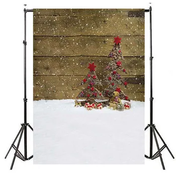 Kalėdų Fotografijos Fone Dekoratyvinis Medis Kojinės Mediniai Sniego Bokeh Fone Apdailos Rekvizitai Reklama Fotostudija