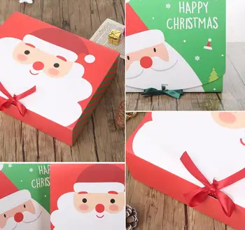 100vnt Unikali Kalėdų Išvakarėse Didelis Dovanų Dėžutėje Santa & Pasakų Dizaino Papercard Kraft Dabartinė Šalies Naudai, Veikla Lauke Raudonos, Žalios SN2194