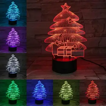 Kalėdų Eglutė 3D Lempa 7 Spalvų Keitimas Naktį Šviesos Atostogų Atmosferą Apšvietimo Šalies Namų Stalo Dekoro Jutiklinis Nuotolinio Juoda Bazės