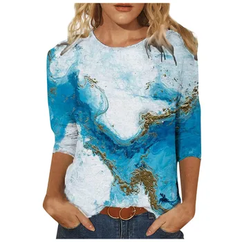 2021 Nauja Katė Print T-Shirt Viršų Mados Atsitiktinis Moterų ilgomis Rankovėmis Apvalios Kaklo Marškinėliai Negabaritinių Ponios Viršų Pavasario moteriški Drabužiai