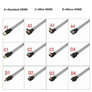 Naujas Anti-trukdžių HDMI Kabelis Ultralight FPV HDMI Male į Mini/Micro HDMI Moterų FPC 10cm 20cm 30cm 50cm už GH4 GoPro BMPCC