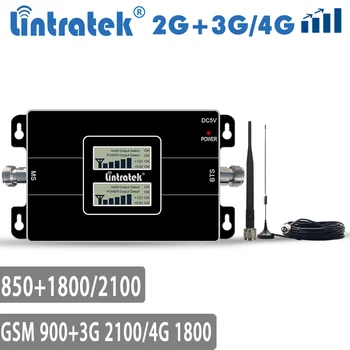 Lintratek GSM Signalo Stiprintuvas 900Mhz 3G 2100Mhz LTE 1800Mhz Mobile Signalo Kartotuvų B5 850Mhz+Bnd 3/Band 1Cellular Stiprintuvo KW17L