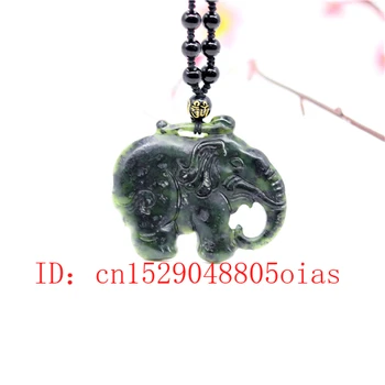 Natūralus Juodas Green Jade Obsidianas Dramblys Pakabukas Karoliukai Karoliai Fine Jewelry Raižyti Amuletas Mados Žavesio Dovanos Moterims