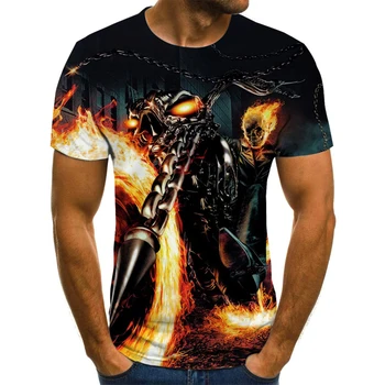 2020Men Moterų, Vaikų Kaukolė T Marškinėliai Mados Vasaros trumpomis Rankovėmis Ghost Rider Cool T-shirt 3D Spausdinimo Viršūnes Harajuku Streetwear Tee