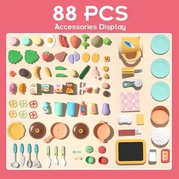 Naujausias 88 Vnt/Set Vaikas žaidžia Namuose Žaislas, Virtuvė, Mini Virtuvė Playset Virimo Maisto Apsimesti, Interaktyvus Vaikų Dėlionės, Žaislų, Dovanų