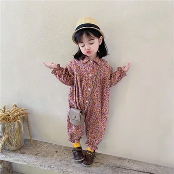 Vaikų Drabužius Pavasario Rudens Naujų Korėjos Stiliaus Baby Girl Prancūzijos Gėlių Jumpsuit Asmenybės Jumpsuit