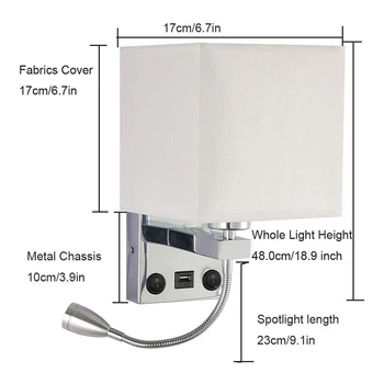 Šiuolaikinių LED Siena Lempos, Lovos, Miegamojo Aplikacijos Sconce su USB Jungiklis Interjero Pagalvėlė Home Hotel Sienos Žibintai(Be Lempučių)