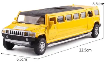 Aukštos Modeliavimo 1:32 Lydinio Hummer Limuzinas Metalo Diecast Automobilio Modelį Traukti Atgal Mirksi Muzikos Transporto priemonių Vaikams Dovanų Vaikų Žaislas