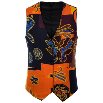 Klasikinis Dizainas Afrikos Spausdinti Marškinėliai Vyrams Lino Mens Kostiumas, Liemenė su Kelnės Mados Liemenė su Kelnės Striukė be Rankovių