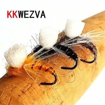 KKWEZVA 18PCS skristi žvejybos masalas sausas slankiojo tipo vabzdžių panašus į dirbtinį skristi masalas karpis masalas, žūklės Reikmenys