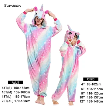 Pižama Mergaitėms Berniukai Suaugusiųjų Gyvūnų Pižama Rinkiniai Sleepwear Vienaragis Pižama Kigurumi Unicornio Moterų Onesie Pižamos Vaikams