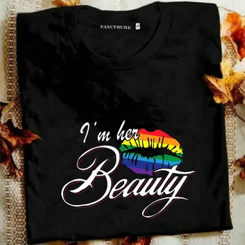 Gėjų T-Shirt Lesbiečių Pora Marškinėliai Saldus aš Savo Žvėris ir aš Savo Grožį Laiškas Spausdinti, O Kaklas Trumpas Rankovės Lgbt Marškinėliai