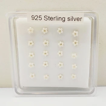 925 Sterlingas sidabro gėlių formos nosį stud ball pabaigos nariz auskarų vėrimo papuošalai 20pcs/daug