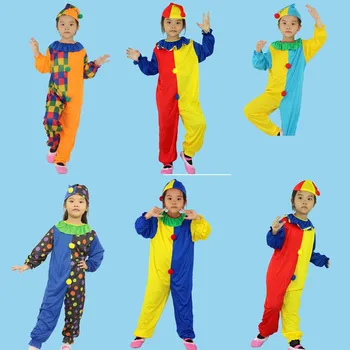 Klounas Kostiumai Vaikams, Vaikų Cirko Klounas Fancy Dress Kostiumai Kūdikiams Cosplay Berniukų, Mergaičių Šalis Dress Up Puras