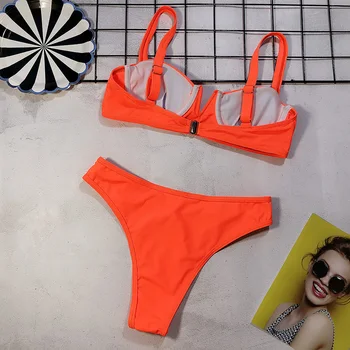 Naujas Aukšto Juosmens Diržas Bikini Nustatyti Maudymosi Kostiumai Seksualus Fluorescentinės Oranžinės Padalinta Maudymosi Kostiumėlį Europa 2 Gabalas Plaukimo Kostiumas Moterims, Maudymosi Kostiumai