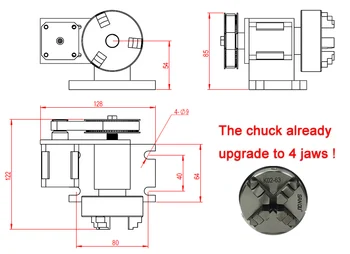 Nemokamas pristatymas 65mm 3 Žandikaulio Chuck 4 Pasukimo Ašis + Tailstock su 42 stepper motor for CNC Router 3040 6040 8060 frezavimo staklės