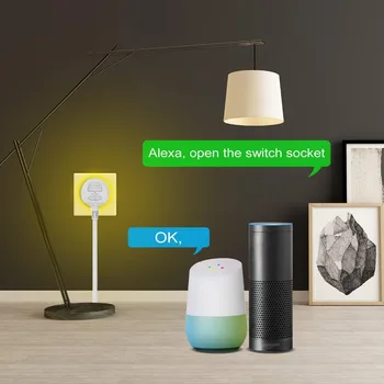 Smart Plug WiFi Kontrolės Lizdas, JK, JAV, ES Lizdo 10A RGB LED Šviesos laikmačio Jungiklis, kištukinis Lizdas Balso Kontrolės dirbti su Alexa, Google IFTTT