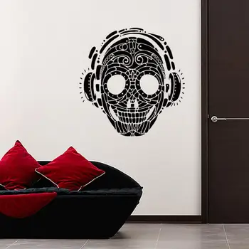 M. naujo dizaino meno pigus namo apdaila vinilo muzikos kaukolė siena lipdukas nuimamas PVC kietas skeletas decal miegamojo arba parduotuvės