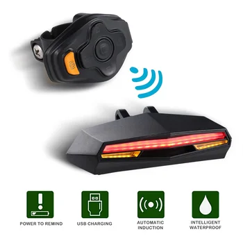 Karšto pardavimo ABS Smart Galiniai Lazerio Dviračių Žibintas, Dviračio Lempa LED USB Įkrovimo Belaidžio Nuotolinio valdymo Tekinimo Kontrolės Cyclingt