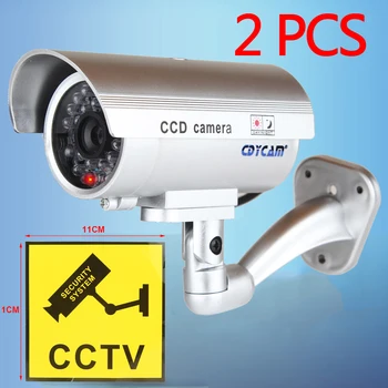 2vnt Netikrą Manekeno CCTV Vandeniui vaizdo Kamera Su Mirksi LED Lauko ar vidaus Realistiškas Ieškote netikrą Kamera Apsaugos Kameros