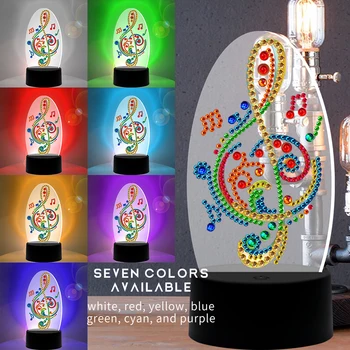Naujas Dizainas 7 Spalvų Stalo Lempa LED 5D Diamond Tapyba Šviesa Diamond Mozaika, Siuvinėjimas Muzikos Formos Namų Puošybai