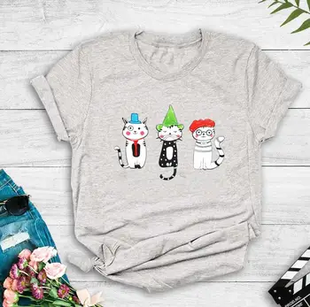 Trumpas rankovės Marškinėliai 2020 naujas mados vasara o-kaklo atsitiktinis harajuku moteriški marškinėliai Animaciją kačių Kawaii spausdinti viršūnes moterų tees
