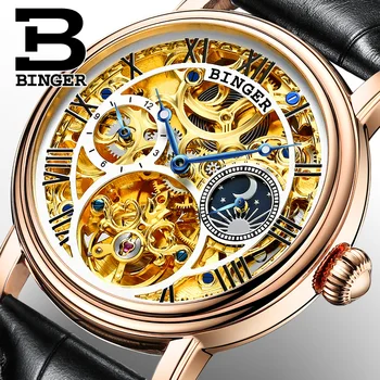 Mens Verslo Laikrodžiai Top Brand Prabangių Laikrodžių Relogio Masculino BINGER Automatinis Laikrodžiai Vyrams Mechaninis Laikrodis B-1171