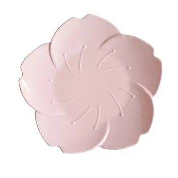 Keramikos Sakura Vakarienė Plokštės Rinkinys, Rožinis Virtuvės Stalo Plokštės Gėlių Formos Čili Padažu Patiekalas Plastiko Plokštės