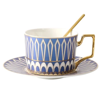 Britų Stiliaus Prabangūs Maroko Kavos Puodelis ir Lėkštelė Rinkinys su Aukso Handel Keramikos Kapučino Popietę Arbatos Puodelio WY71610