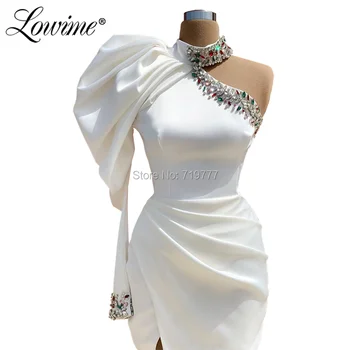 Custom Oficialų Kristalai, Vakaro Suknelės Plius Dydžio Baltos Puošnios Artimųjų Rytų Šalis Suknelė 2020 Vestidos Suknelės Moterims Vakarėlis