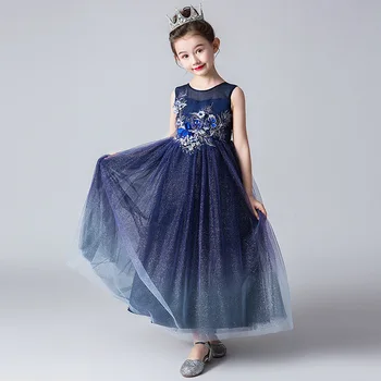 Naujas Princesė Nėrinių Suknelė Vaikai Gėlių Povas Siuvinėjimo Modelio Suknelė Mergaitėms Vestuves Oficialus Kamuolys Suknelė Vaikų Linijos Dres