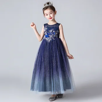 Naujas Princesė Nėrinių Suknelė Vaikai Gėlių Povas Siuvinėjimo Modelio Suknelė Mergaitėms Vestuves Oficialus Kamuolys Suknelė Vaikų Linijos Dres