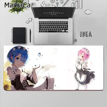 Maiyaca Japonų anime merginos Rem Ram Žaidimų Žaidėjas stalas laptop Guma Pelės Kilimėlis Nemokamas Pristatymas Didelis, Mouse Pad Klaviatūros Kilimėlis