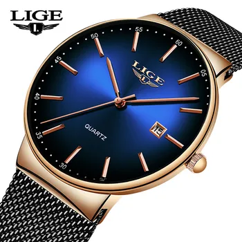 LIGE 2020 Naujas Vyrai Laikrodžiai Top Brand Prabanga Ultra Plonas Nerūdijančio Plieno, atsparus Vandeniui Sporto Žiūrėti Vyrų Mados Laikrodžiai reloj hombre