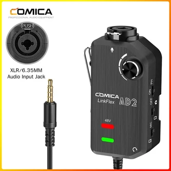 Comica AD2 XLR/ 6.35 mm Mikrofono Preamp su XLR/Gitara Sąsajos Adapteris skirtas iPhone, iPad, Mac/PC, 