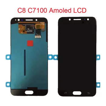 C8 Amoled skystųjų kristalų (lcd Samsung Galaxy C7 2017 C8 C7100 C710 LCD Ekranas Jutiklinis Ekranas skaitmeninis keitiklis Asamblėjos C710F/DS J7+ J7 plus ekranas