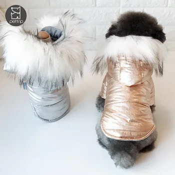 Šunų drabužių rudens ir žiemos dviejų kojų, šunų paltai storio šunų drabužius aukso, sidabro spalvų super šiltos liemenės šunelis
