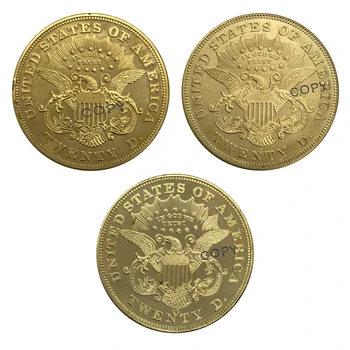 Jungtinės amerikos valstijos Dvidešimt Dolerių 1875 1875 S 1875 CC 3 Vnt. paketą pardavė Aukso Žalvario monetos Kolekcionieriams Kopijuoti Monetos