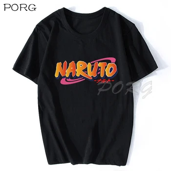 Naruto Anime Logotipas Harajuku Punk Vyrų Spausdinti Japonų T-Shirt O-Kaklo Trumpomis Rankovėmis, Vasaros Atsitiktinis Homme Marškinėliai